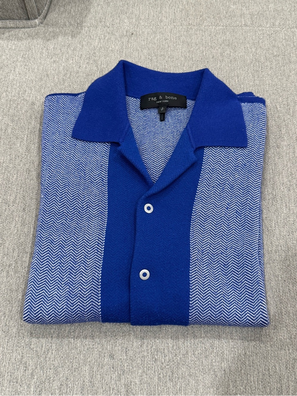 rag & bone Blue Chevron Knit Shirt